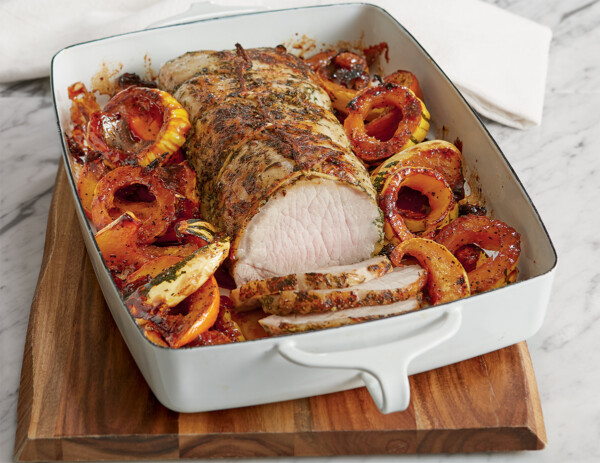 Herb Crusted Pork Loin Roast With Honey Glazed Squash Market Of Choice