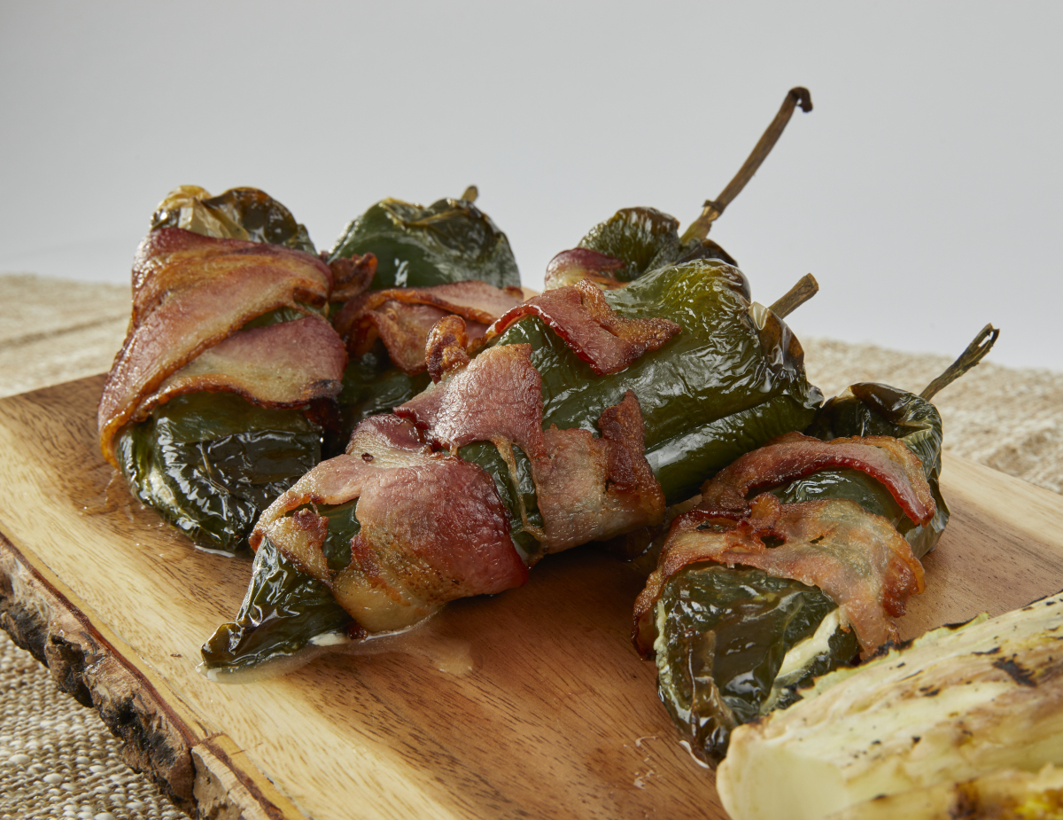 Bacon Wrapped Stuffed Poblano Pepper